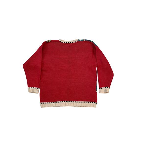 VTG. Ugly Sweater Womens L Grandma Cottagecore Patchwork Chunky Knit Bird 80s - Picture 2 of 8